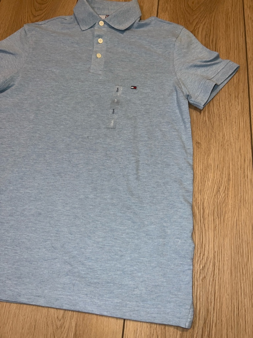 Tommy Hilfiger Men’s Heather Light Blue Polo Shirt - Picture 5 of 13